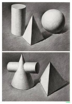 石膏几何体素描图片